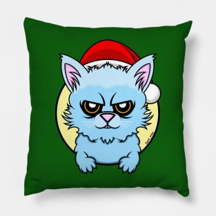 Bad Cat in a Christmas Hat Pillow