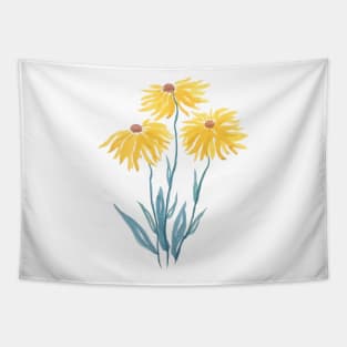 three abstract yellow flower painting Tapestry