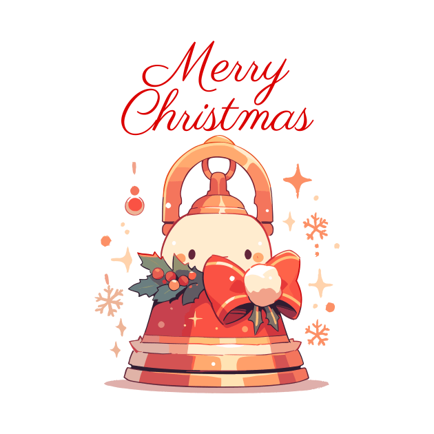 Merry Christmas red bell with ribbon by DemoArtMode