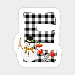 BW Buffalo Checks Pattern Monogram E | Snowman Magnet