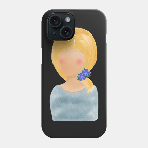 Watercolor Painted Flower Girl With Yellow Hair | Art by Cherie (c)2021 Phone Case by CheriesArt