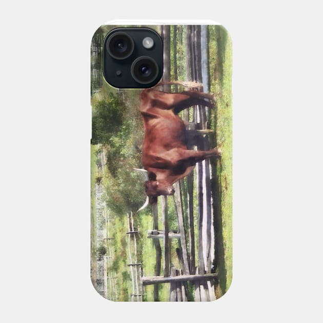 Bulls - Bull in Pasture Phone Case by SusanSavad