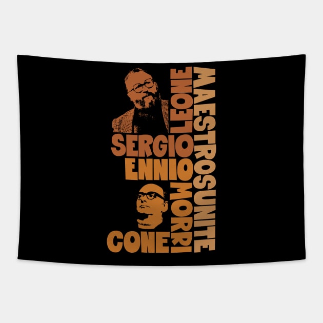 Sergio Leone and Enio Morricone - Maestros Unite Tapestry by Boogosh