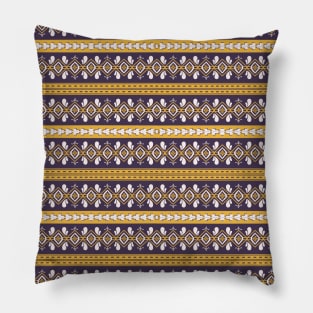 Ethnic pattern design with purple yellow and white color Pillow