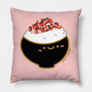 Kawaii Happy Japanese rice Cherry Blossom furikake rice seasoning bowl Pillow