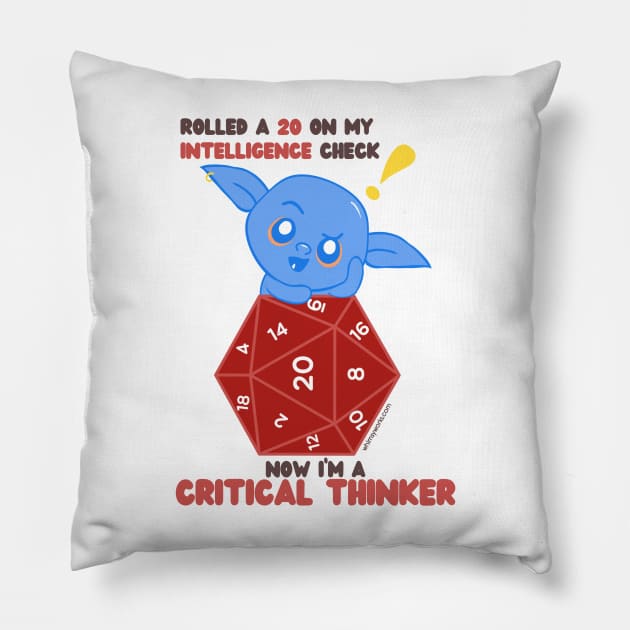 I rolled a 20 on my intelligence check; now I'm a critical thinker //d20 // Goblin Pillow by whimsyworks