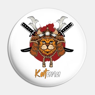 Katana Japanese Cat Samurai Pun Design Pin