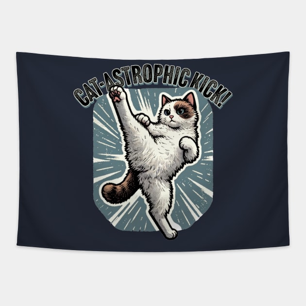 Karate Cat: The High Kick Ninja – Martial Arts Mastery Series Tapestry by Conversion Threads