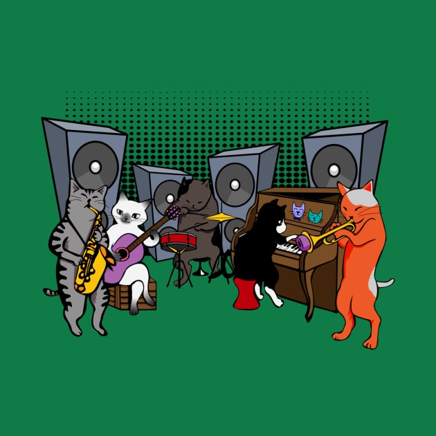 Rocking Cat Jazz Band by LefTEE Designs