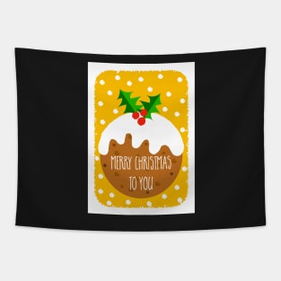 Christmas Pudding Festive Greeting ( yellow version ) Tapestry