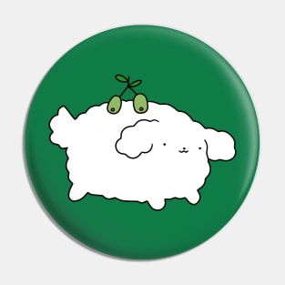 Olive White Fluffy Dog Pin