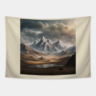 Mongolian landscape art Tapestry