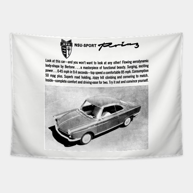 NSU SPORT PRINZ - advert Tapestry by Throwback Motors