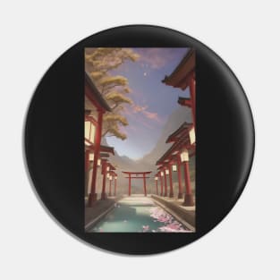 Japanese traditional Torii landscape Pin