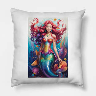 Rainbow Happiness Mermaid Pillow