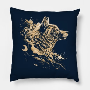 The Majestic Wolf Design Pillow