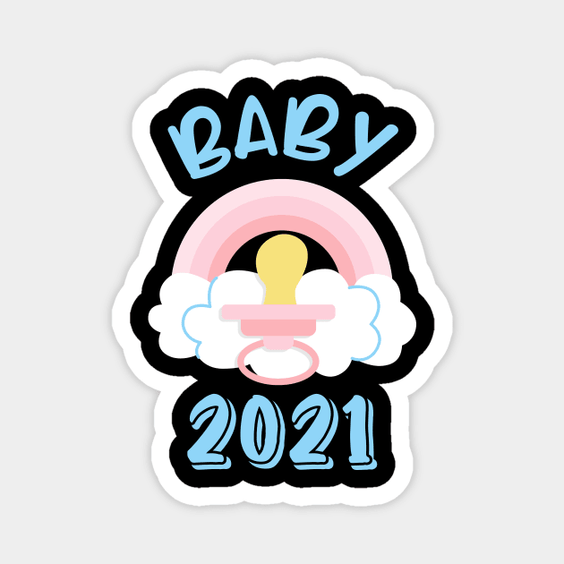 Baby 2021 Pacifier Birth Announcement Family Magnet by Foxxy Merch