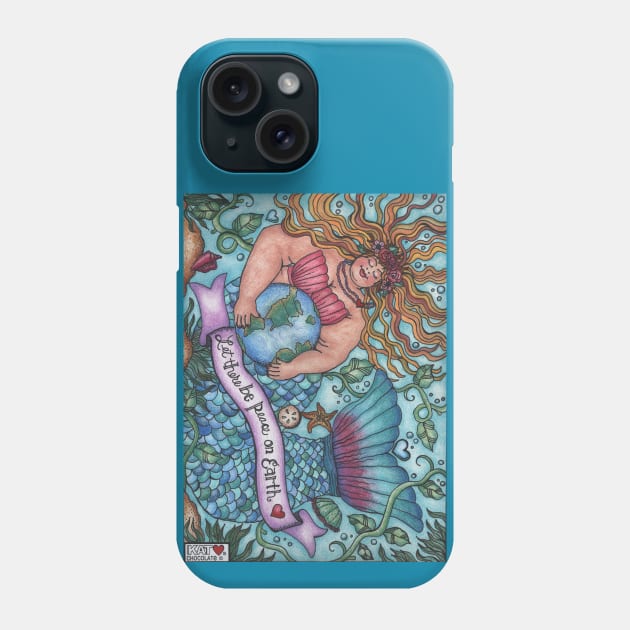 Peace On Earth Mermaid Wall Art & Tapestries Phone Case by Kat Loves Chocolate