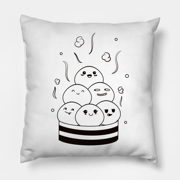 Doodle dimsum cute Pillow by You Can Doodle