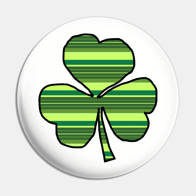 Irish Shamrock Green Stripes Pin by ellenhenryart