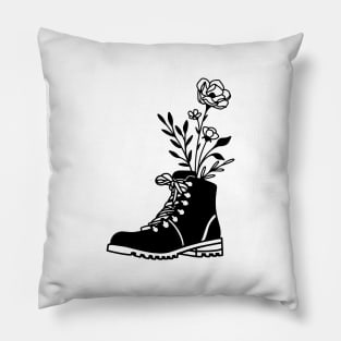 Flower growing from boots Pillow