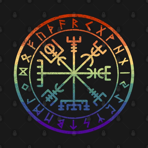 Gay Pride Nordic Runes Viking Compass Vegvisir Talisman by Muzehack