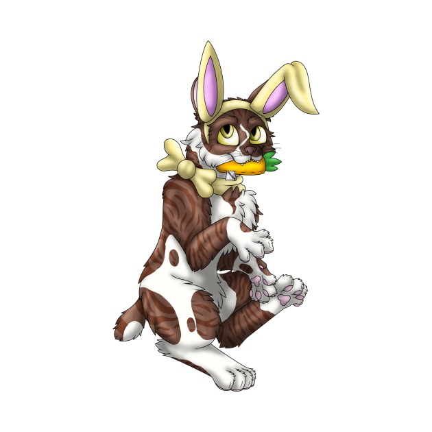 Bobtail BunnyCat: Chocolate Bicolor Tabby (Yellow) by spyroid101