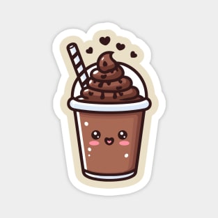 Kawaii Dark Hot Chocolate Milkshake with Chocolate Hearts | Design for Kawaii Food Lovers Magnet