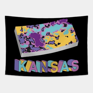 Kansas 3d State Map Art Tapestry