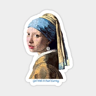 Girl with a Pearl Earring Grunged Magnet