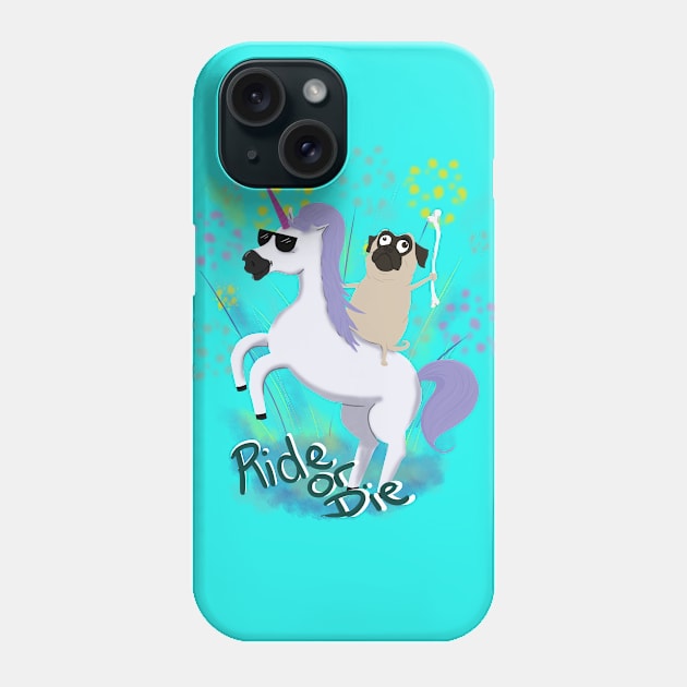 Pug Riding Unicorn Phone Case by NiamhOConnor