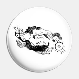 Hati and Skoll (white) Pin