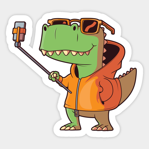 T-Rex Selfie Cartoon - Selfie Parody - Sticker | TeePublic T-Rex Selfie Cartoon - Selfie Parody - Sticker | TeePublic