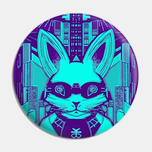 Green retro style cyberpunk rabbit Pin