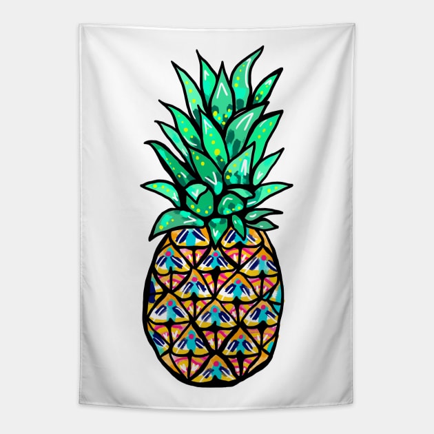 Colorful Pineapple Illustration Tapestry by aterkaderk