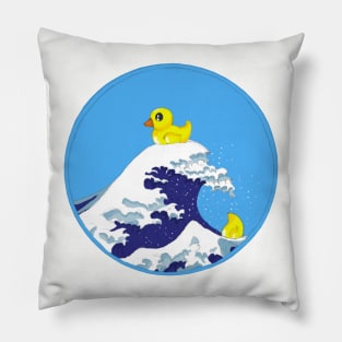 Bath duck in distress - freely based on Hokusai Pillow