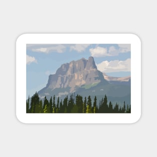 Castle Mountain Banff National Park Digital Painting Magnet