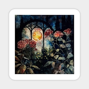 Red Roses Gothic Moonlight Magnet