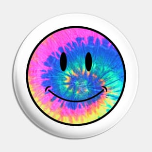 electric neon tie dye smiley face Pin