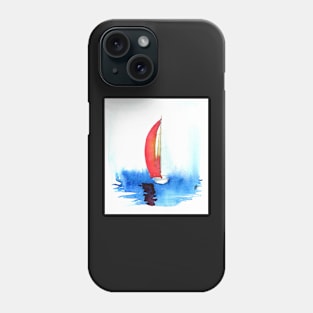 Red sail on a smooth sea Phone Case