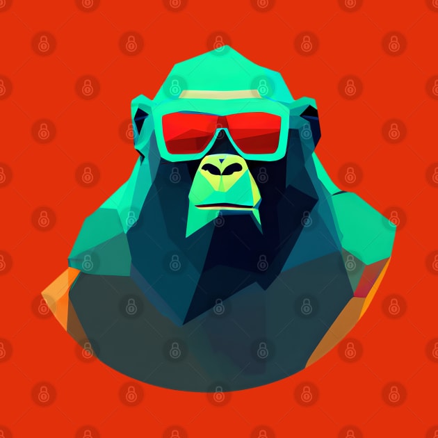 Cool Low Poly Gorilla wearing Sunglasses by Artist Rob Fuller