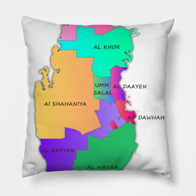 Map of Qatar with municipalities. Political map. Vector Pillow by Mashmosh