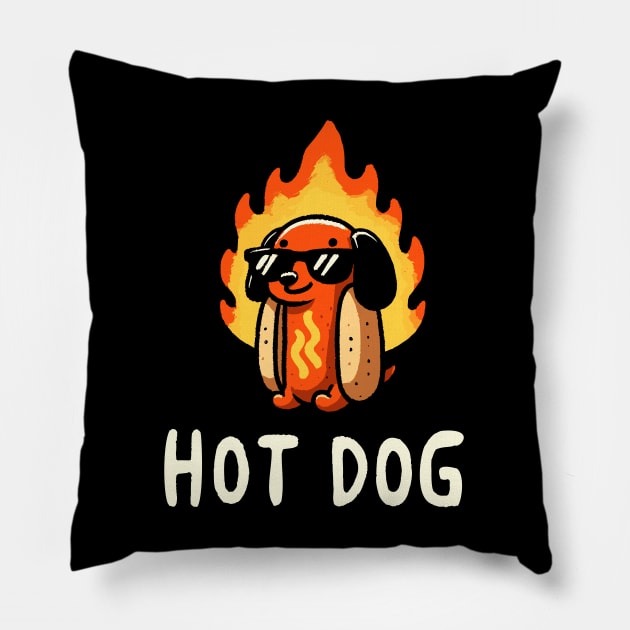 Hotdog Wiener Dog Pillow by DoodleDashDesigns