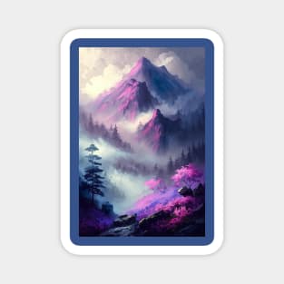 Mountain landscape in psychedelic shades of lavender and purple -2 Magnet