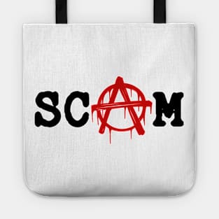 SCAM // Anarchy red logotype. Minimalistic old font lettering Tote