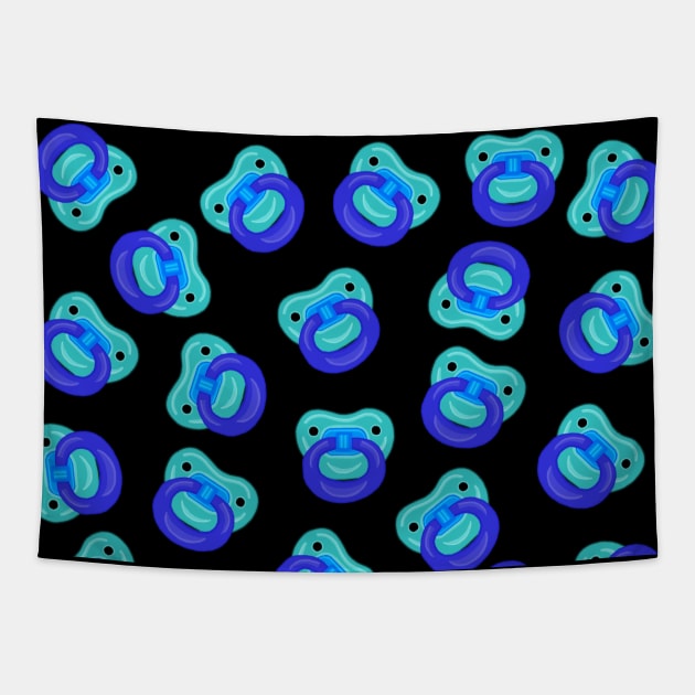 Blue Baby Boy Pacifier Pattern Tapestry by Art by Deborah Camp