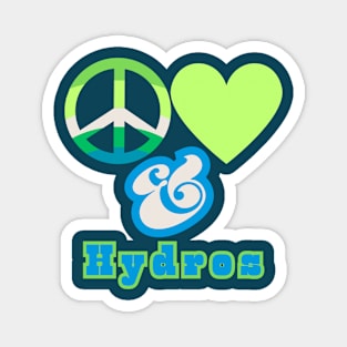 Peace, Love & Hydros - Retro Pop Electric Green Colorway Pacific Northwest Style Magnet