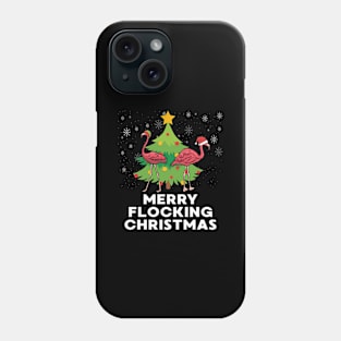 Merry Flocking Christmas Funny Xmas Flamingo Wading Bird Phone Case