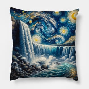 Niagara Falls Starry Night - Beautiful Iconic Places Pillow