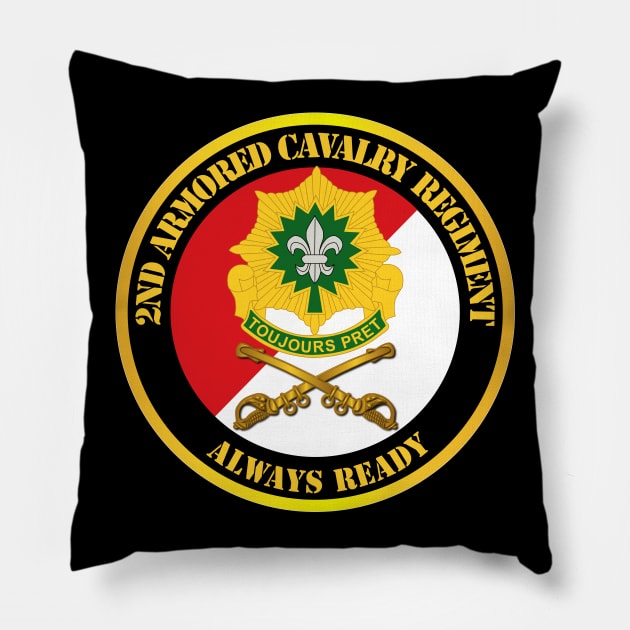 2nd Armored Cavalry Regiment DUI - Red White - Always Ready Pillow by twix123844
